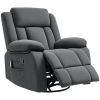 Recliner Massage Armchair with Heat, Oversized Swivel Rocker with Footrest, Remote and Side Pockets, Gray