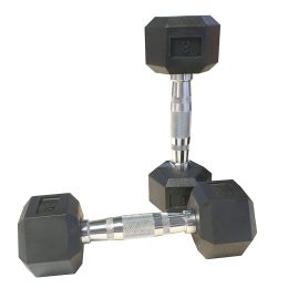 8LB 1-Pair(2pieces)HDRS Rubber Coated Solid Cast Iron Dumbbell with Contoured Chrome Handle, Hexagon Head[Support for self-pickup face sheet