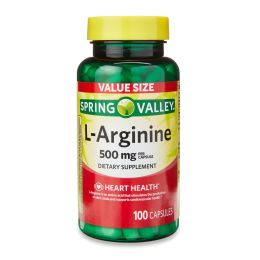 Spring Valley L-Arginine Amino Acid Heart Health Supplement Capsules; 500 mg; 100 Count