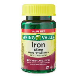 Spring Valley Iron Tablets Dietary Supplement Value Size; 65 mg; 200 Count