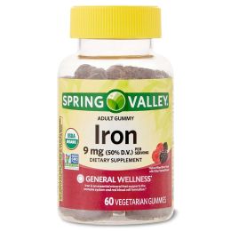 Spring Valley Iron Organic Vegetarian Gummies; 9 mg; 60 Count