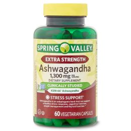 Spring Valley Extra Strength Ashwagandha Dietary Supplement; 1300 mg; 60 Vegetarian Capsules