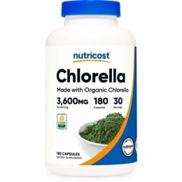 Nutricost Chlorella 3600 mg, 180 Capsules, 30 Servings - Made with Organic Chlorella, Supplement