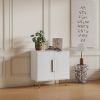 Sideboard Buffet Cabinet with Storage Modern Storage Cabinets with 2 Doors with Handle for Living Room Dining Room Entryway, White
