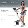 Folding Exercise Bike, Indoor Stationary Bike with 8-Level Magnetic Resistance and LCD Monitor, for Cardio Workout Grey