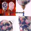 Traditional Chinese Cloth Lantern Painted Home Garden Hanging Decorative Lampshade 14" , Green peony
