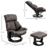 Massage Recliner Chair with Ottoman, 360° Swivel, 10-Point Vibration, Remote Control, Plush Comfort, Brown