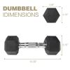 8LB 1-Pair(2pieces)HDRS Rubber Coated Solid Cast Iron Dumbbell with Contoured Chrome Handle, Hexagon Head[Support for self-pickup face sheet