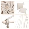 Hammock Chair Distinctive Cotton Canvas Hanging Rope Chair with Pillows Beige