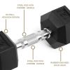 8LB 1-Pair(2pieces)HDRS Rubber Coated Solid Cast Iron Dumbbell with Contoured Chrome Handle, Hexagon Head[Support for self-pickup face sheet