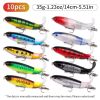 10pcs 1set 35g 14cm Topwater Fishing Lure Kit With Lifelike Swiveling Tail Vibrant Realistic Bait For Freshwater & Saltwater