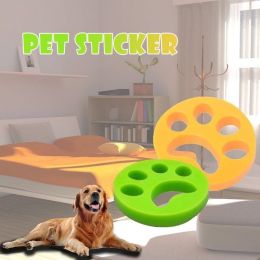 Reusable Silicone Brush Pet Hair Remover Pad Dog Fur Sticker Catcher Cleaning Washing Machine Pet Accessories Clothes Cleaning Tool (Color: 2pcs Yellow Random)