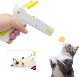 Teaser Cat Gun, Interactive Cats Toy, Cat Funny Gun Toy with Feather Wand and Cat Ball Toy, Kitten Exercise & Entertainment Indoor Cats Nip IQ Toys (Color: Yellow)