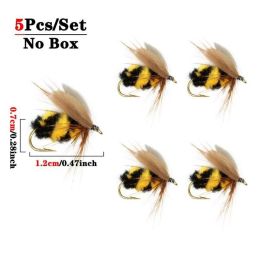 5/10/25pcs Artificial Bumblebee Fly Fishing Lures Baits Trout Bionic Flies For Trout Fishing (size: 5Pcs(No Box))