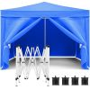 10'x10' EZ Pop Up Canopy Outdoor Portable Party Folding Tent with Removable Sidewalls + Carry Bag + 4pcs Weight Bag