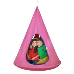 VEVOR Kids Nest Swing Chair, Hanging Hammock Chair with Adjustable Rope, Hammock Swing Chair for Kids Indoor and Outdoor Use (39" D x 52" H) (Type: Semi-Enclosed, Color: Pink)