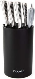 Knife Block Holder; Universal Knife Block without Knives; Unique Double-Layer Wavy Design; Round Black Knife Holder for Kitchen; Space Saver Knife Sto (Default: Default)