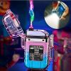 USB Rechargeable Waterproof Windproof Double Arc Lighter for Men and Women - Includes Cable; No Charger Required